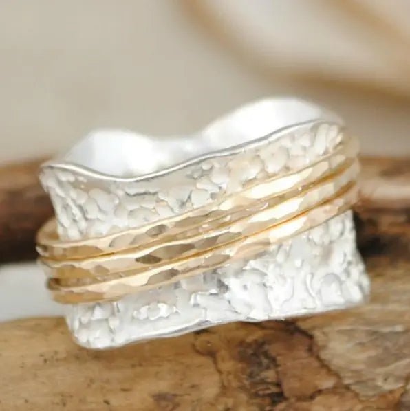Vintage Spinner Thin Gold & Silver Ring - Velvet Haven