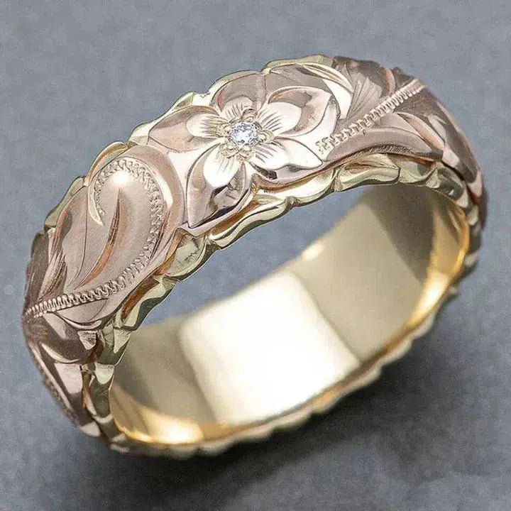 Antique Rose Flower Gold Ring - Velvet Haven