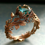 Nature-Inspired Green Crystal Ring