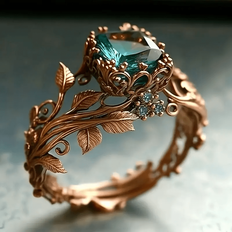 Nature-Inspired Green Crystal Ring - Velvet Haven