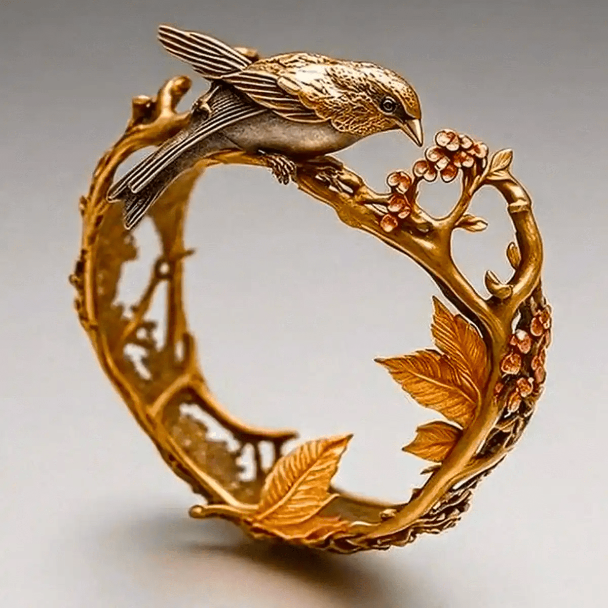 Vintage Hummingbird Golden Ring - Velvet Haven