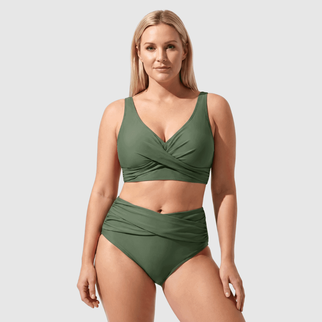 Jasmijn | High-Waisted Twist-Detail Bikini Set - Velvet Haven