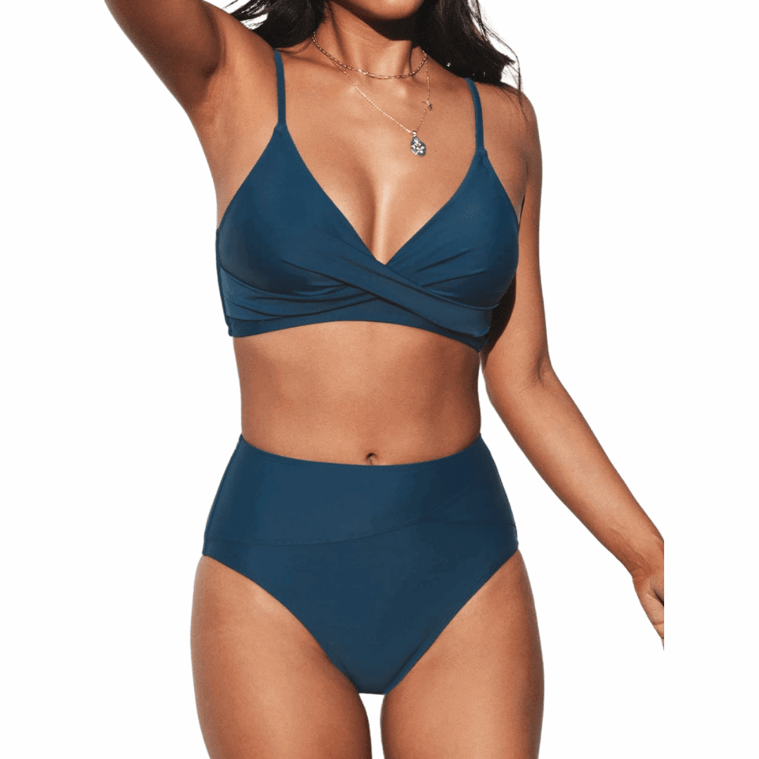 Jodi | High-Waisted V-Neck Bikini Set - Velvet Haven