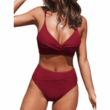 Jodi | High-Waisted V-Neck Bikini Set - Velvet Haven