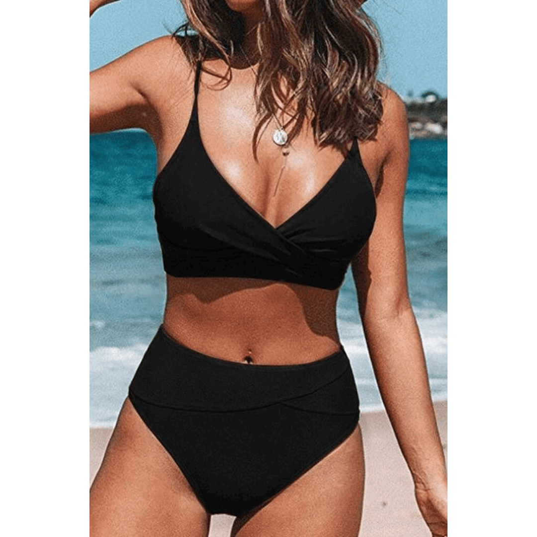 Jodi | High-Waisted V-Neck Bikini Set - Velvet Haven