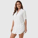 Julia | Button-Down Beach Cover-Up Shirt - Velvet Haven