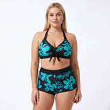 Linda | Floral Print Bikini Set with Boy Shorts - Velvet Haven