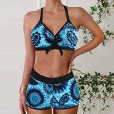 Linda | Floral Print Bikini Set with Boy Shorts - Velvet Haven