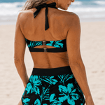 Linda | Floral Print Bikini Set with Boy Shorts - Velvet Haven