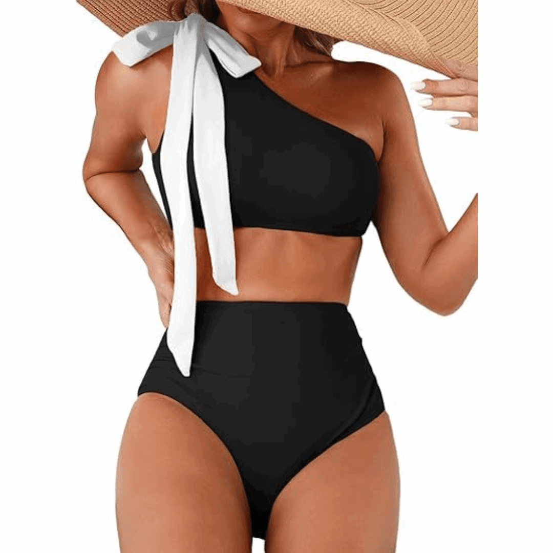 Marit | High-Waisted One-Shoulder Bikini Set - Velvet Haven