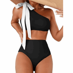Marit | High-Waisted One-Shoulder Bikini Set - Velvet Haven
