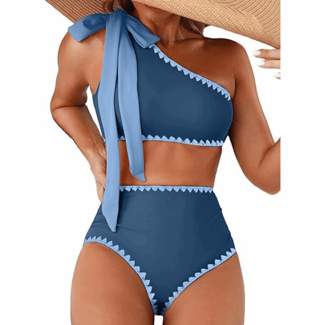 Marit | High-Waisted One-Shoulder Bikini Set - Velvet Haven