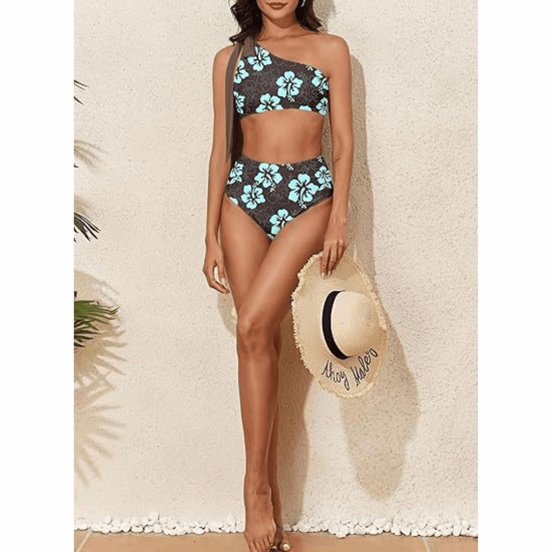 Marit | High-Waisted One-Shoulder Bikini Set - Velvet Haven