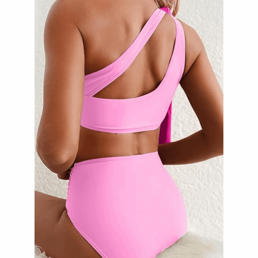 Marit | High-Waisted One-Shoulder Bikini Set - Velvet Haven