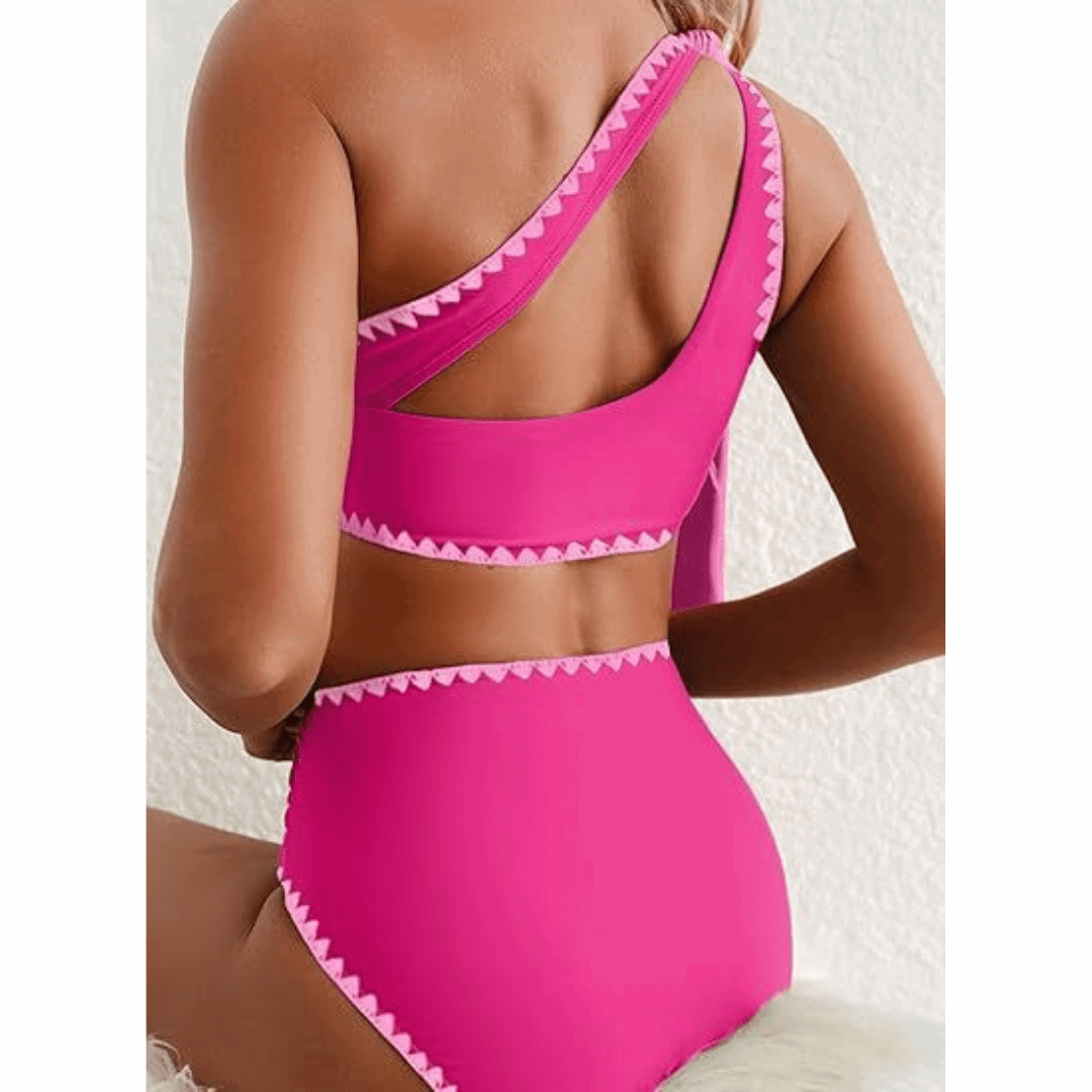 Marit | High-Waisted One-Shoulder Bikini Set - Velvet Haven