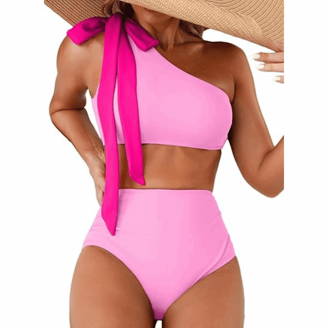Marit | High-Waisted One-Shoulder Bikini Set - Velvet Haven
