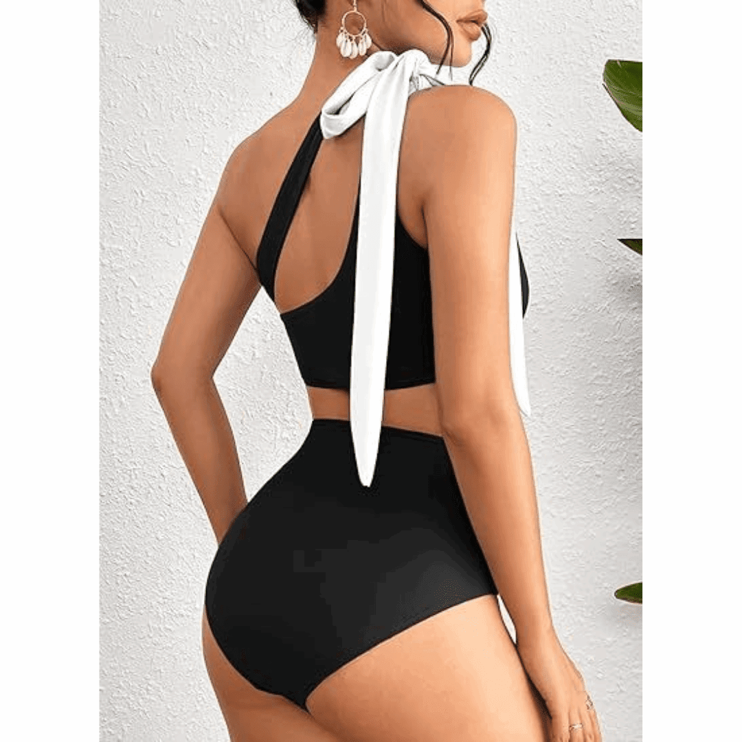 Marit | High-Waisted One-Shoulder Bikini Set - Velvet Haven
