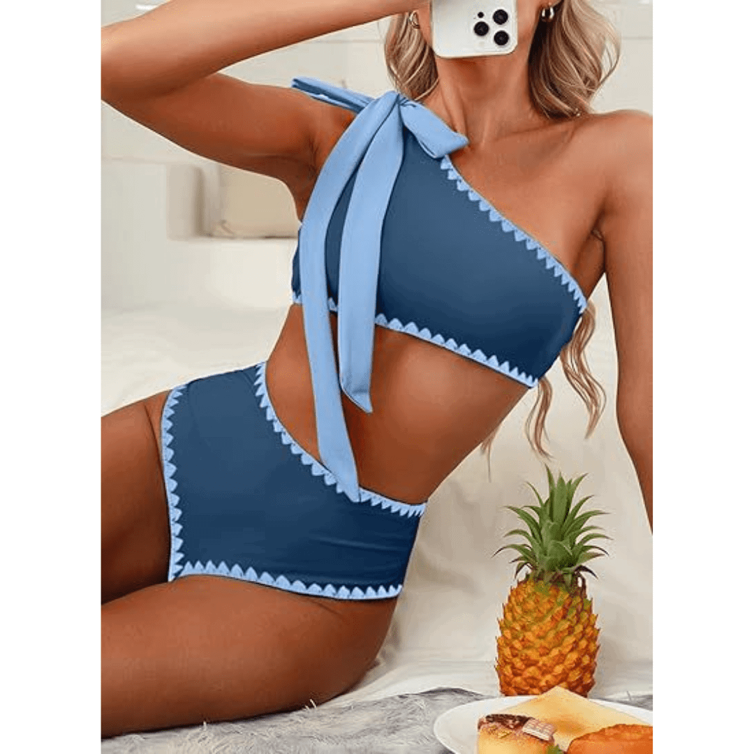 Marit | High-Waisted One-Shoulder Bikini Set - Velvet Haven