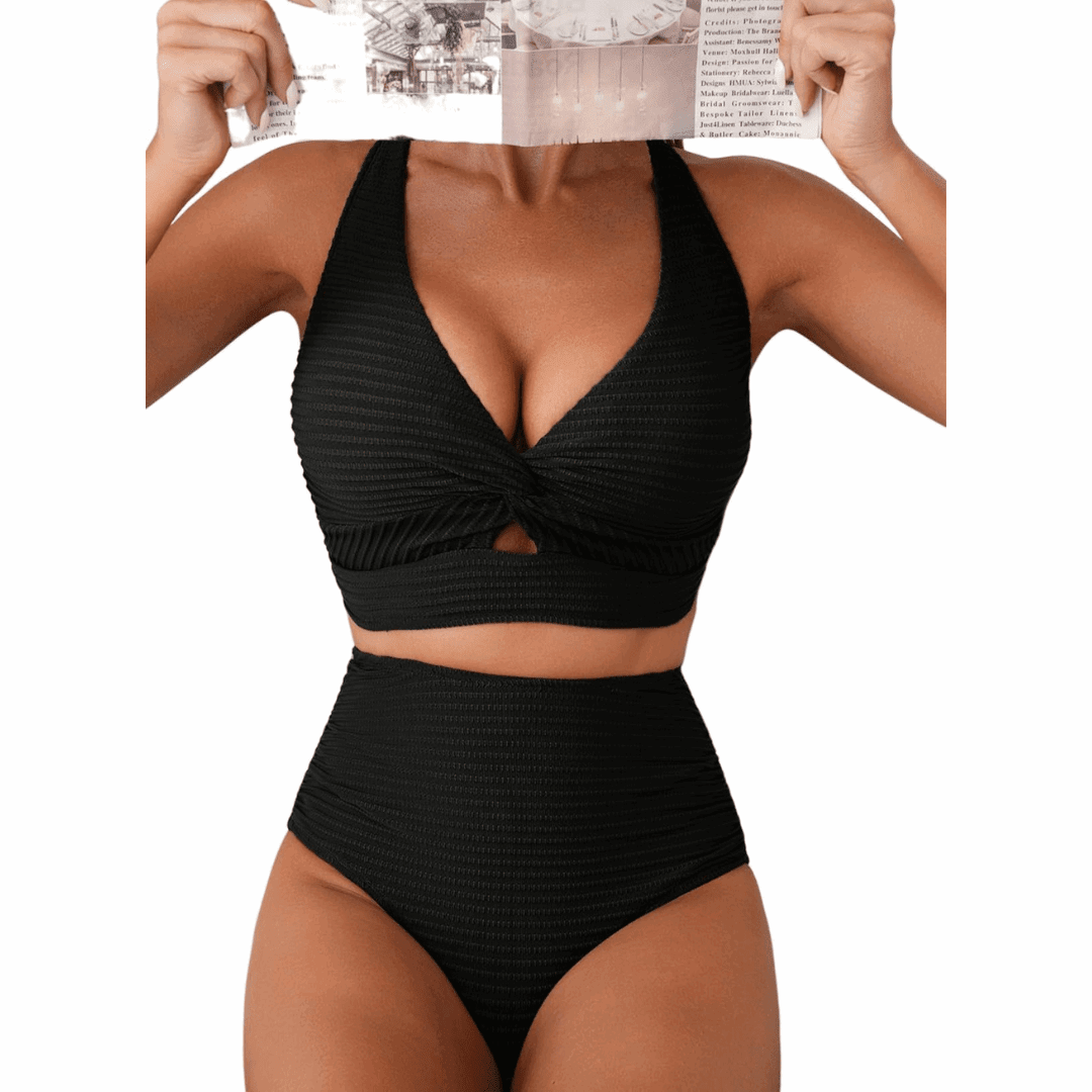 Melanie | Ribbed High-Waisted Bikini Set - Velvet Haven