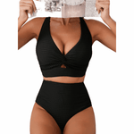 Melanie | Ribbed High-Waisted Bikini Set - Velvet Haven