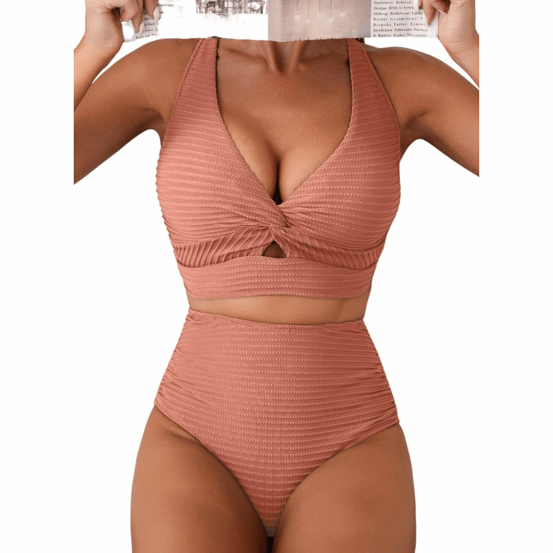 Melanie | Ribbed High-Waisted Bikini Set - Velvet Haven