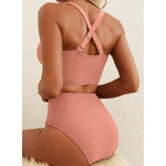 Melanie | Ribbed High-Waisted Bikini Set - Velvet Haven
