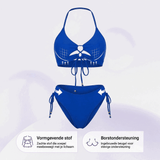 Nadia | Halterneck Push-Up Bikini Set with Tie-Front Detail - Velvet Haven