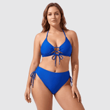 Nadia | Halterneck Push-Up Bikini Set with Tie-Front Detail - Velvet Haven