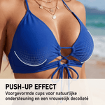 Nadia | Halterneck Push-Up Bikini Set with Tie-Front Detail - Velvet Haven