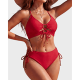 Nadia | Halterneck Push-Up Bikini Set with Tie-Front Detail - Velvet Haven