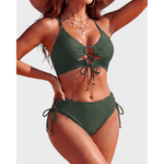 Nadia | Halterneck Push-Up Bikini Set with Tie-Front Detail - Velvet Haven