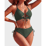 Nadia | Halterneck Push-Up Bikini Set with Tie-Front Detail - Velvet Haven