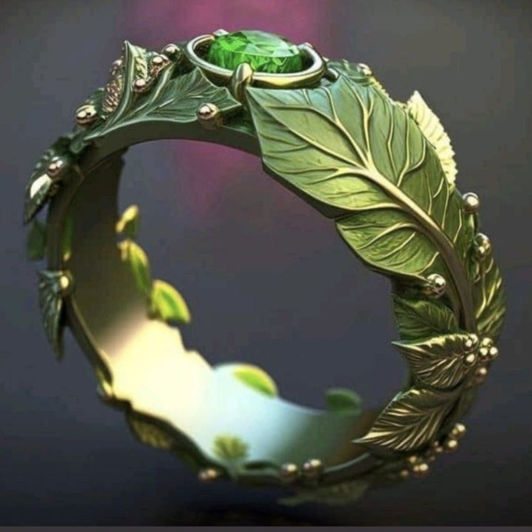 Exotic Green Leaf Ring - Velvet Haven