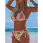 Pien | Neon Print Triangle Bikini Set - Velvet Haven