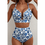 Saar | Sculpting Printed High-Waisted Bikini Set - Velvet Haven