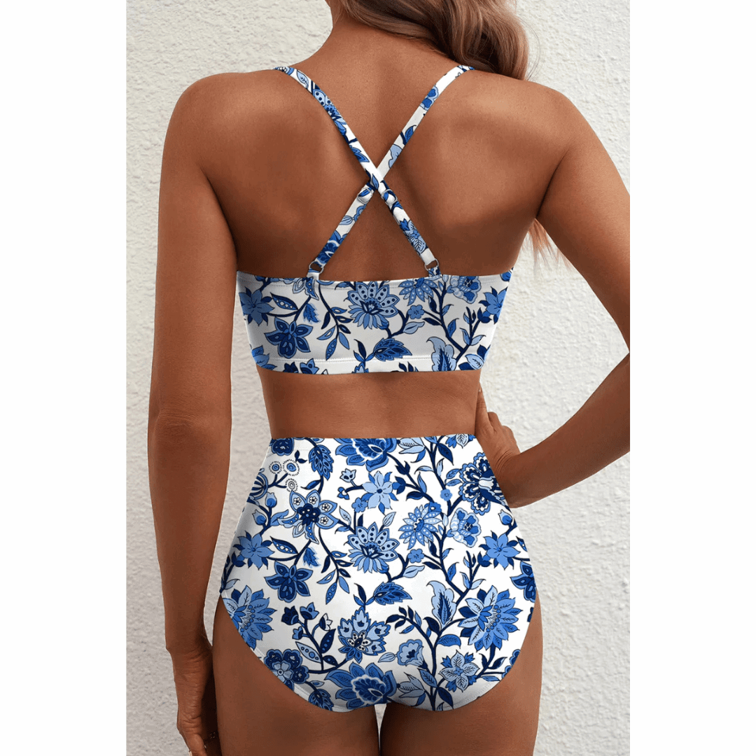 Saar | Sculpting Printed High-Waisted Bikini Set - Velvet Haven