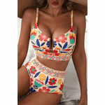 Saar | Sculpting Printed High-Waisted Bikini Set - Velvet Haven