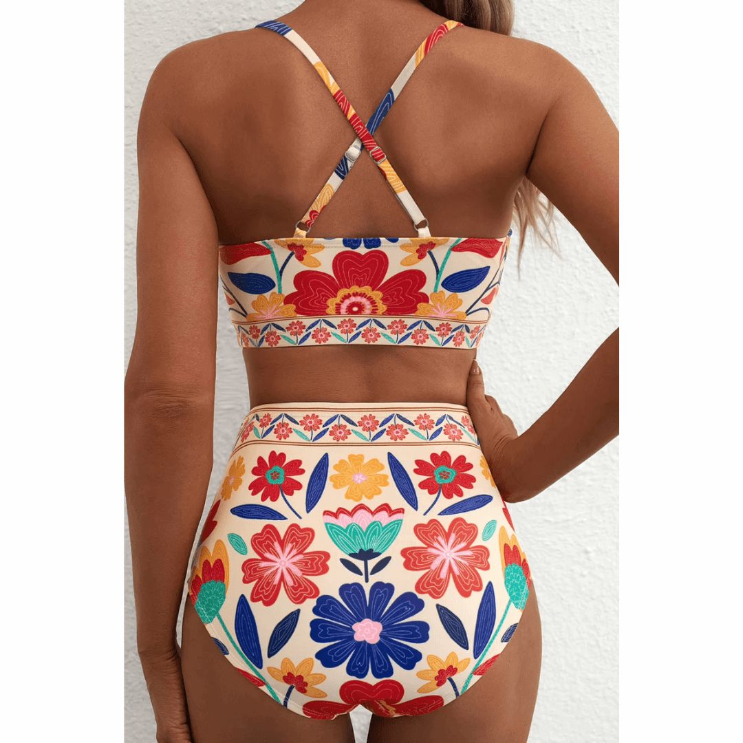 Saar | Sculpting Printed High-Waisted Bikini Set - Velvet Haven