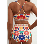 Saar | Sculpting Printed High-Waisted Bikini Set - Velvet Haven