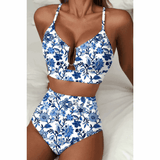 Saar | Sculpting Printed High-Waisted Bikini Set - Velvet Haven