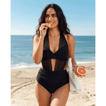 Sabine | 2-in-1 High-Waisted Mesh-Detail Bikini Set - Velvet Haven