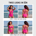 Sabine | 2-in-1 High-Waisted Mesh-Detail Bikini Set - Velvet Haven