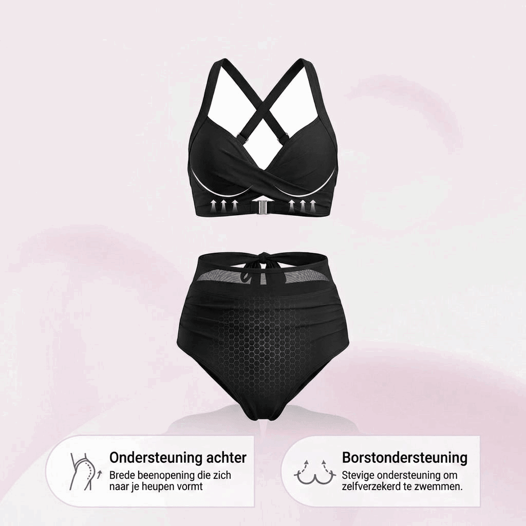 Sabine | 2-in-1 High-Waisted Mesh-Detail Bikini Set - Velvet Haven