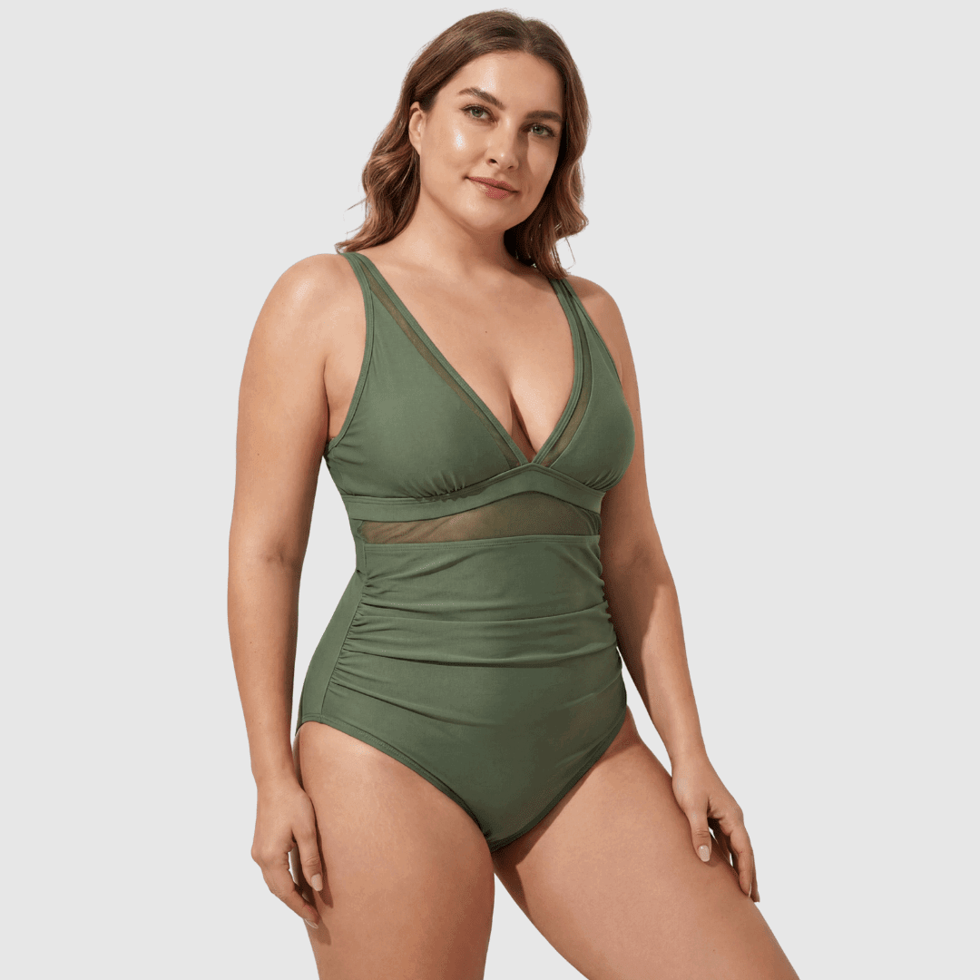 Serena | Sculpting Mesh V-Neck Swimsuit - Velvet Haven