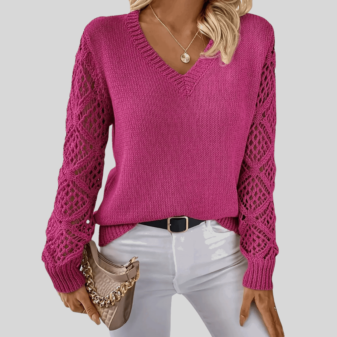 Tarin | Cosy V-Neck Jumper - Velvet Haven