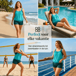 Vera | Two-Piece Tankini Set with Polka Dot Shorts - Velvet Haven