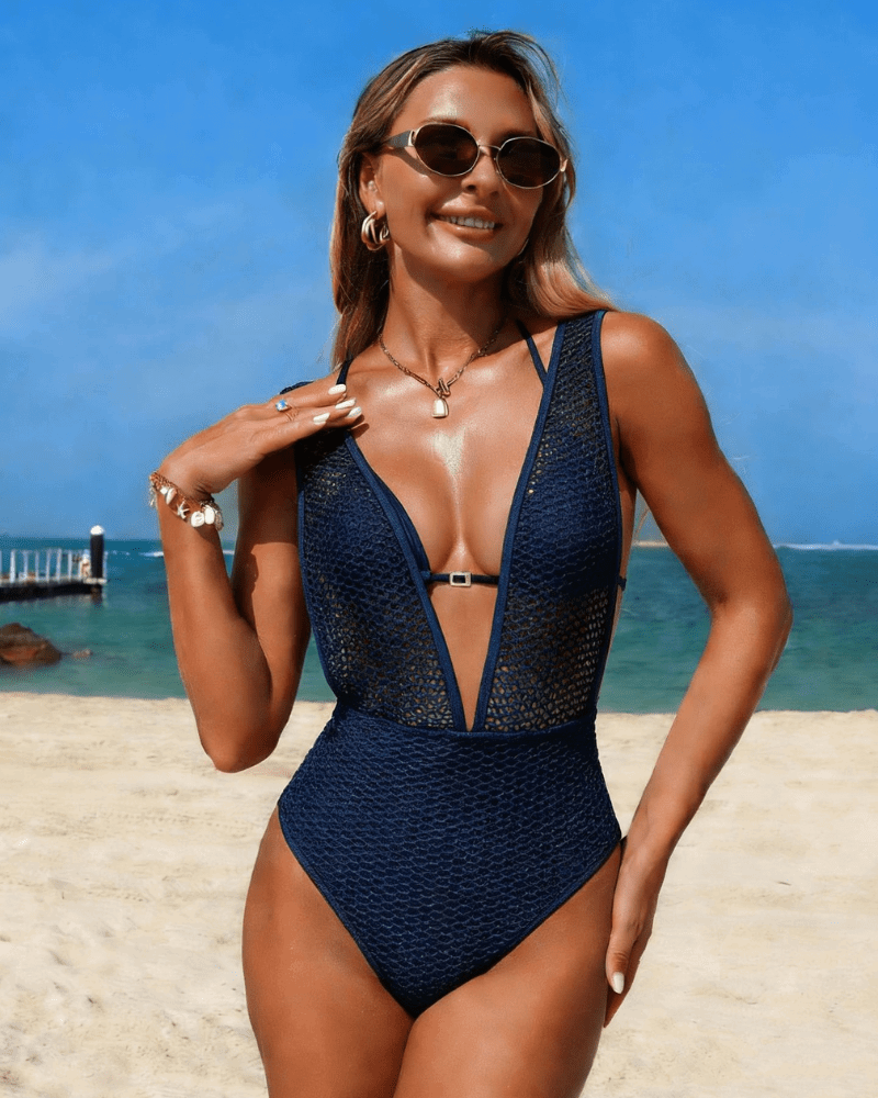 Yara | Sculpting Halterneck Swimsuit with Plunging V-Neckline - Velvet Haven