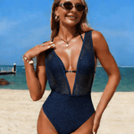 Yara | Sculpting Halterneck Swimsuit with Plunging V-Neckline - Velvet Haven
