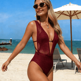 Yara | Sculpting Halterneck Swimsuit with Plunging V-Neckline - Velvet Haven